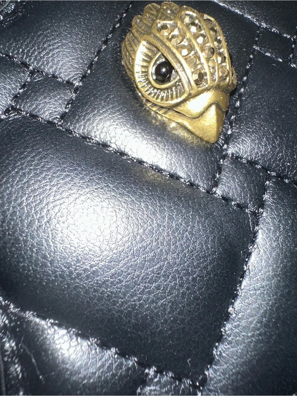 Kurt Geiger London Kensington Star Bag Charm Coin Purse Quilted Black